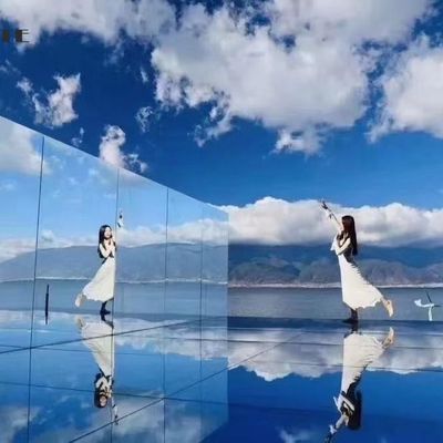 24x36 50x70 60 X 40 Curved Mirror Glass Sheet Blue Reflection Double Sided